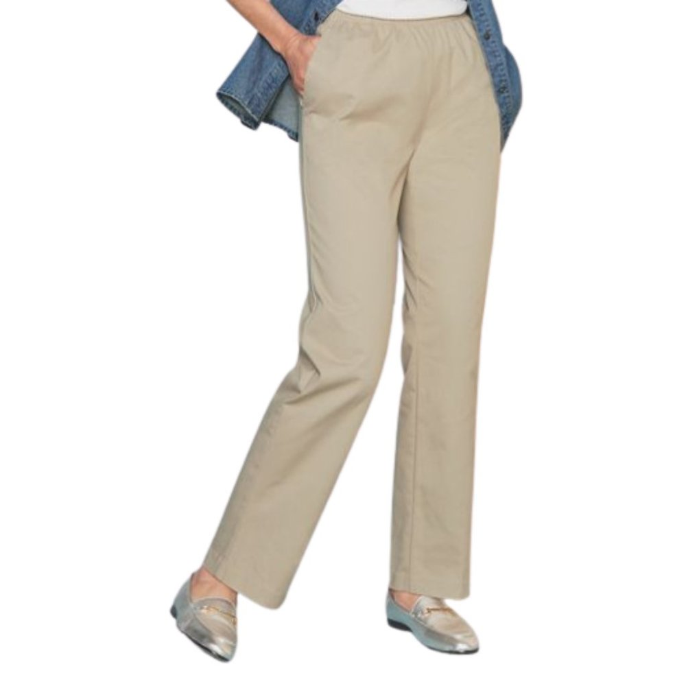 Salon Studio Women's Pants Straight Leg Beige Petite Size 26WP